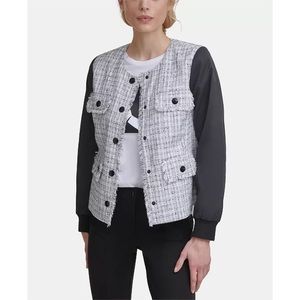 KARL LAGERFELD PARIS TWEED BOMBER JACKET  Size "S" BRAND NEW